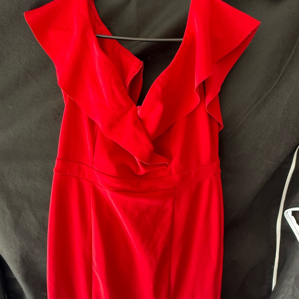 Elegant Red Ruffle Dress